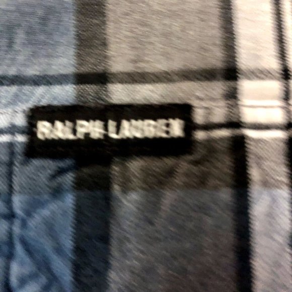 Ralph Lauren Polo Jeans Shirt Mens L Used Blue Plaid - Picture 9 of 13